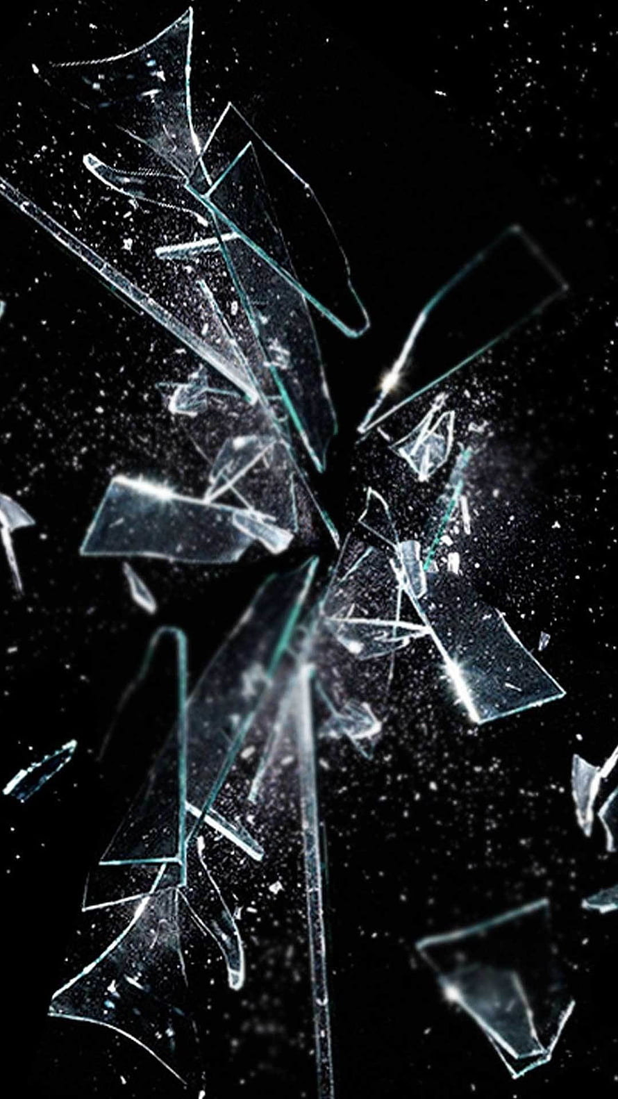 Shattered Glass Fragments Exploding Against a Dark Background HD phone wallpaper