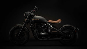 Jawa Perak Black Motorcycle with Tan Leather Seat and Gold Accents HD wallpaper
