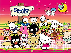 Sanrio Chacarilla Character Group Illustration Featuring Hello Kitty and Friends HD wallpaper