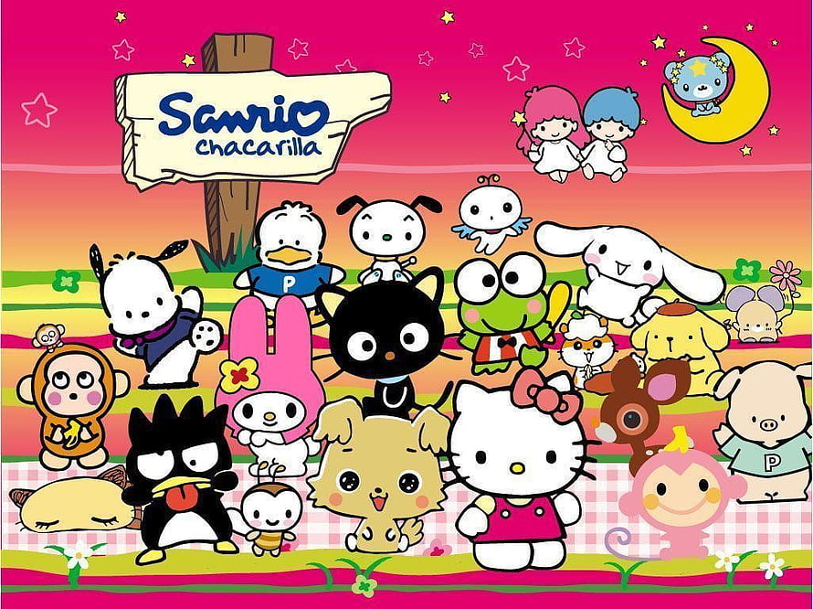 Sanrio Chacarilla Character Group Illustration Featuring Hello Kitty and Friends HD wallpaper