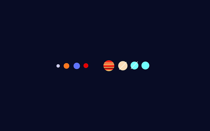 Minimalist Solar System Planets on Dark Background HD wallpaper