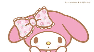 Cute My Melody with Floral Bow on Pink Background HD wallpaper
