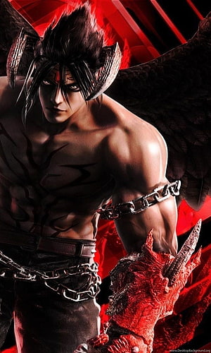 Devil Jin Kazama from Tekken with dark wings and demonic red claw HD phone wallpaper