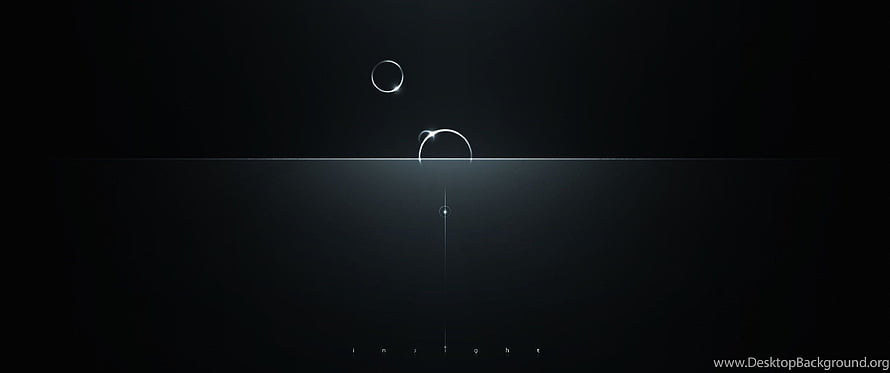 Dark Minimalist Abstract Wallpaper with Glowing Geometric Circles and Horizon Line HD wallpaper