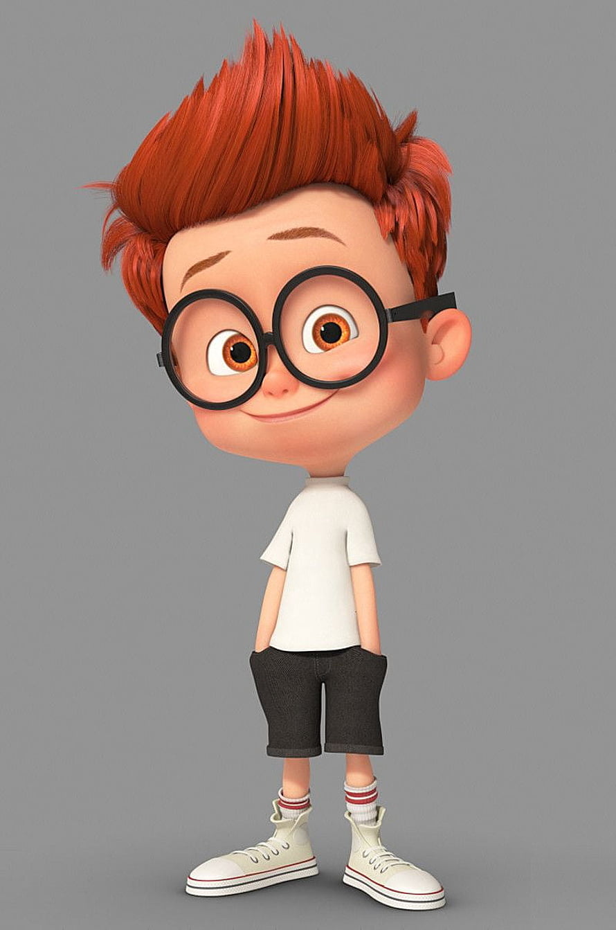 Cute 3D Animated Boy Character With Red Hair And Round Glasses HD phone wallpaper