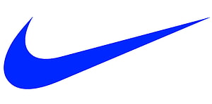 Nike Swoosh Logo in Vibrant Blue on White Background HD wallpaper