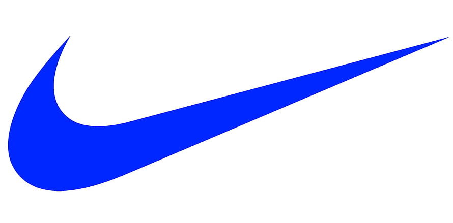 Nike Swoosh Logo in Vibrant Blue on White Background HD wallpaper