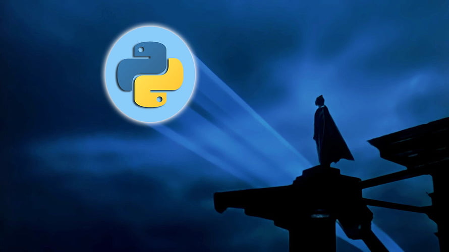 Python Programming Language Logo Illuminating a Silhouetted Figure on a Dark Blue Night Sky HD wallpaper