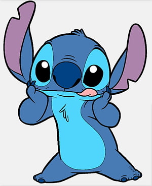 Cute Kawaii Stitch Cartoon Illustration with Big Eyes and Playful Expression HD phone wallpaper