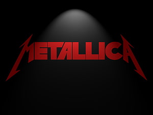 Metallica Band Logo in Red on Black Background with Spotlight Effect HD wallpaper