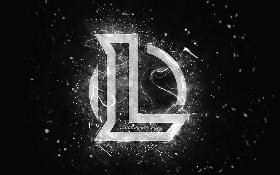 League of Legends White Logo with Electric Energy on Black Background HD wallpaper