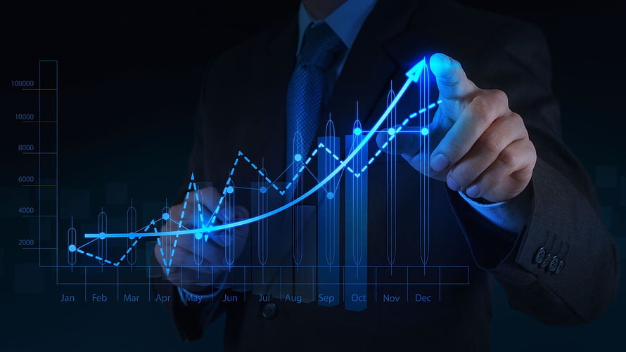 Businessman Analyzing Financial Growth Chart with Rising Data Trends, Financial - , Financial Background on Bat, Finance and Accounting HD wallpaper