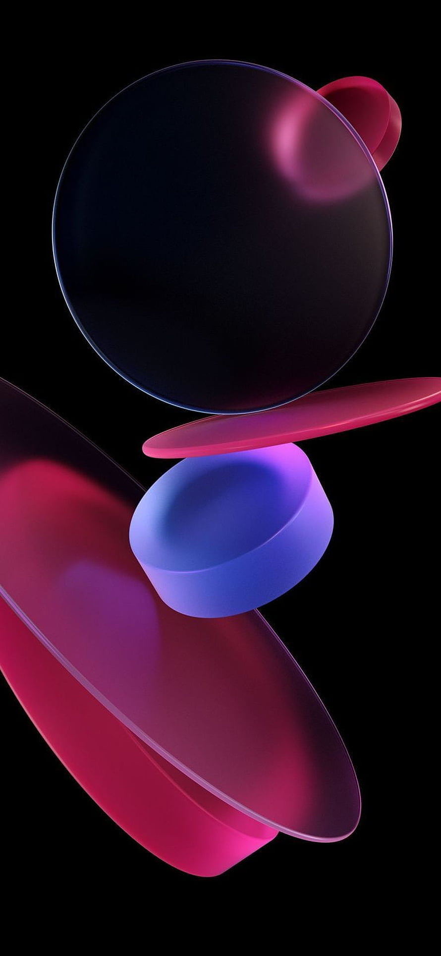 Abstract 3D Geometric Shapes in Neon Pink and Purple on Black Background HD phone wallpaper