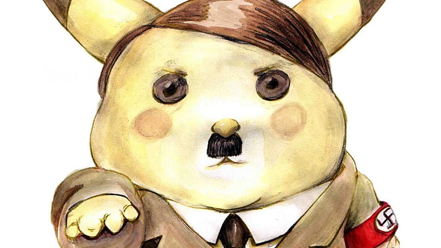 Pikachu in a historical military uniform with a mustache and cap HD wallpaper