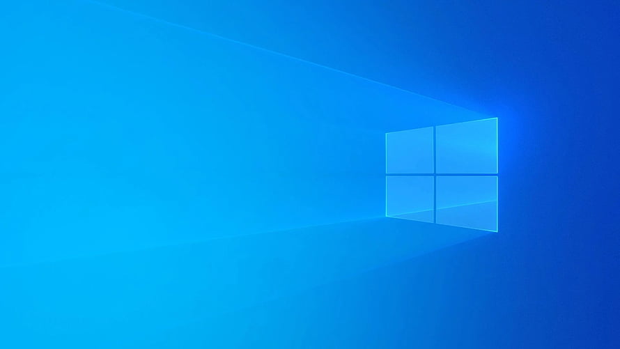 Windows 10 Default Blue Light Theme with Glowing Window Logo and Perspective Rays HD wallpaper
