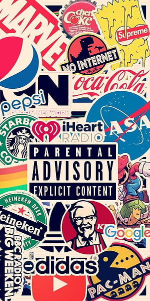 Pop Art Collage of Famous Brand Logos and Pop Culture Icons HD phone wallpaper