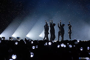 BTS Concert Silhouettes With Confetti And Stage Lights HD wallpaper