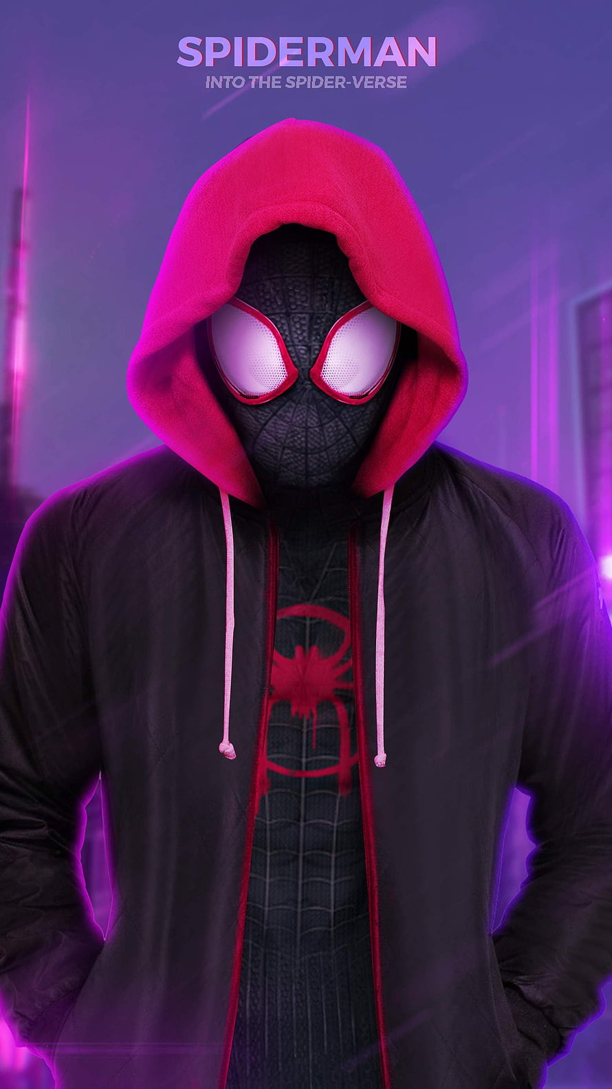 Miles Morales in Black Suit and Red Hoodie from Spider-Man Into the Spider-Verse, Spiderman into the Spider Verse . Spiderman, Spiderman cartoon, Black spiderman, Miles Morales Hoodie HD phone wallpaper