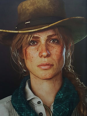 Sadie Adler Portrait in Red Dead Redemption II Western Frontier Style HD phone wallpaper