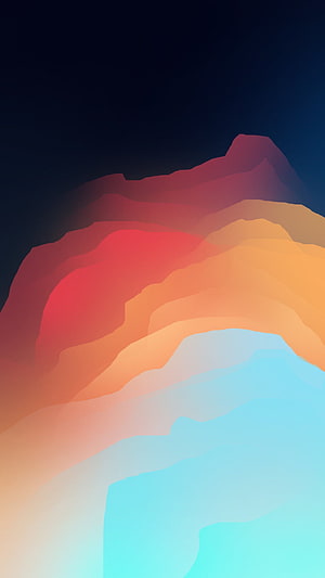 Abstract Minimalist Mountain Landscape with Warm Sunset Gradient and Cool Blue Tones HD phone wallpaper