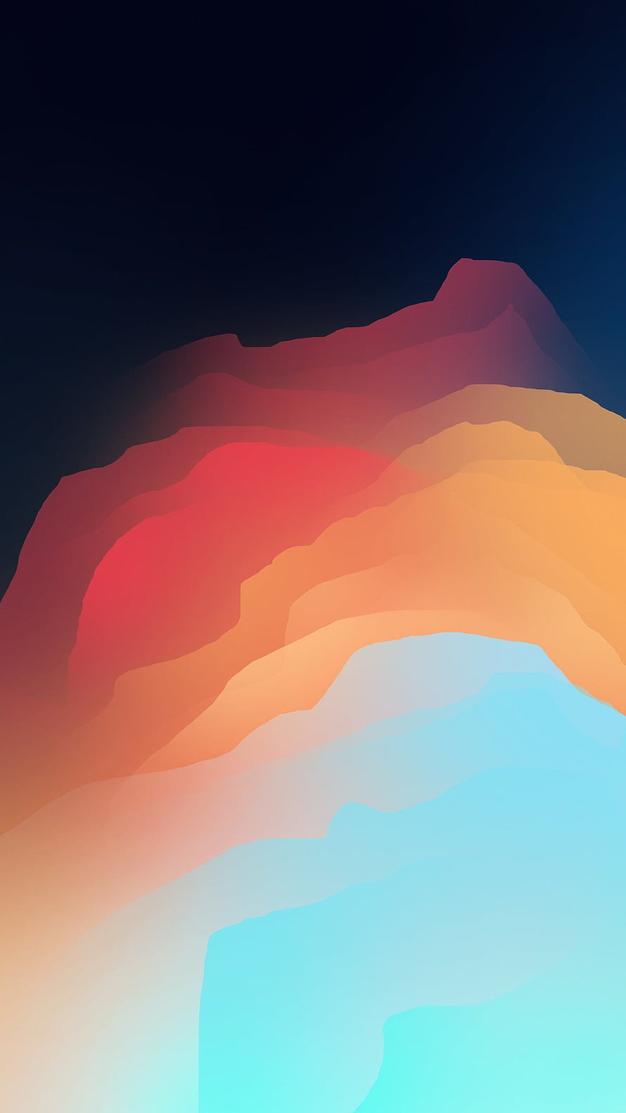 Abstract Minimalist Mountain Landscape with Warm Sunset Gradient and Cool Blue Tones HD phone wallpaper