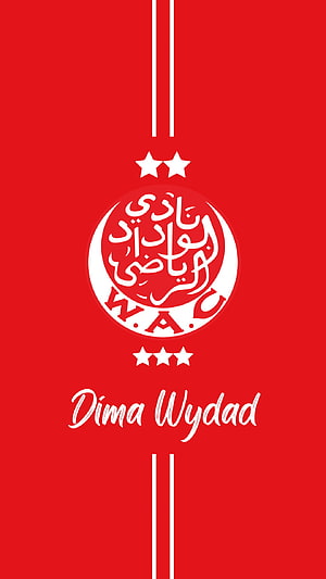 Wydad Athletic Club Red Logo Wallpaper With Dima Wydad Fan Slogan HD phone wallpaper