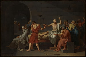 Jacques Louis David The Death of Socrates Classical Oil Painting HD wallpaper