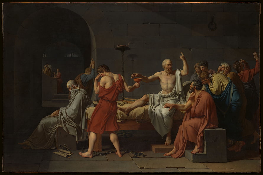 Jacques Louis David The Death of Socrates Classical Oil Painting HD wallpaper
