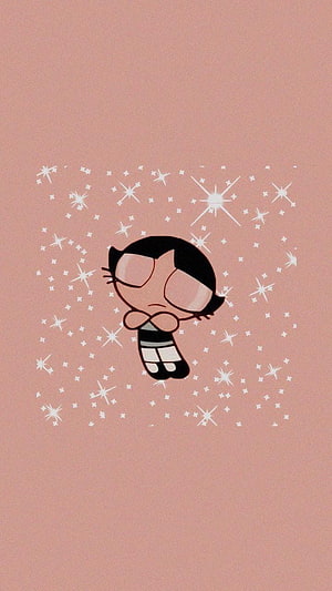 Sam from The Powerpuff Girls Floating in a Sparkling Pink Aesthetic Scene HD phone wallpaper