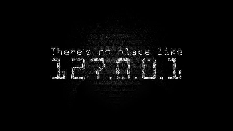 Dark Pixelated 127.0.0.1 Loopback Address Text on Black Background HD wallpaper