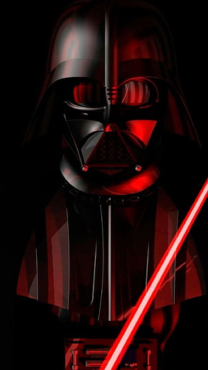 Darth Vader with Red Lightsaber in Dark Cinematic Star Wars Portrait HD phone wallpaper