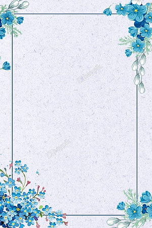 Elegant Blue Floral Watercolor Border Frame on Textured Paper Background HD phone wallpaper