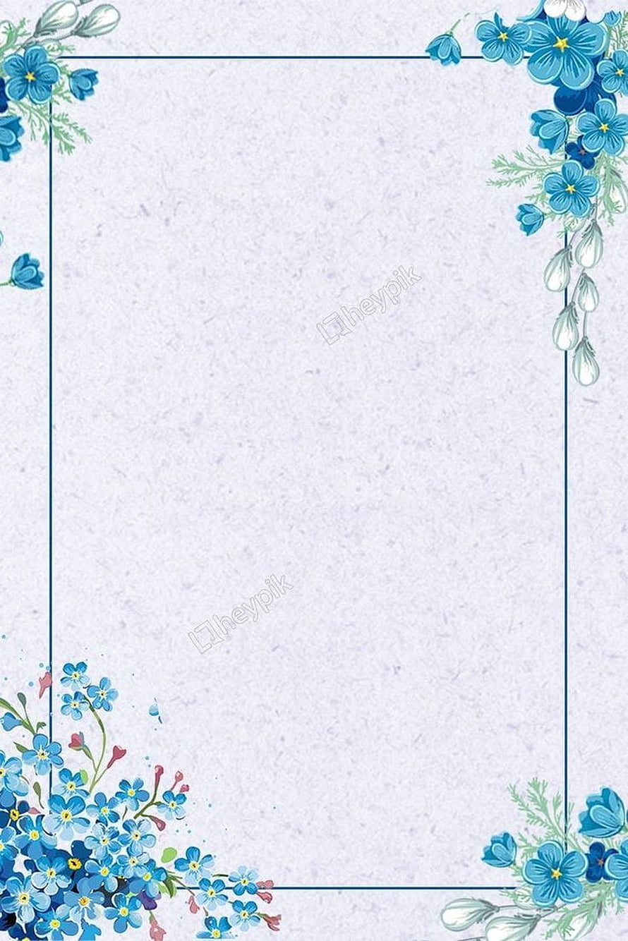Elegant Blue Floral Watercolor Border Frame on Textured Paper Background HD phone wallpaper