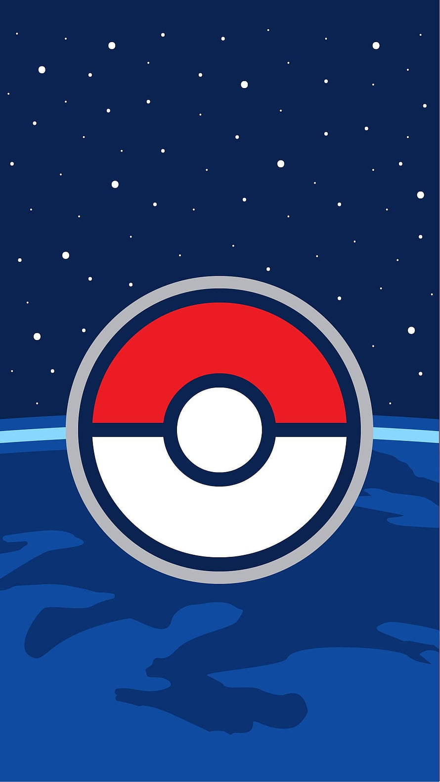 Minimalist Pokeball Floating Over Ocean Under Starry Night Sky HD phone wallpaper