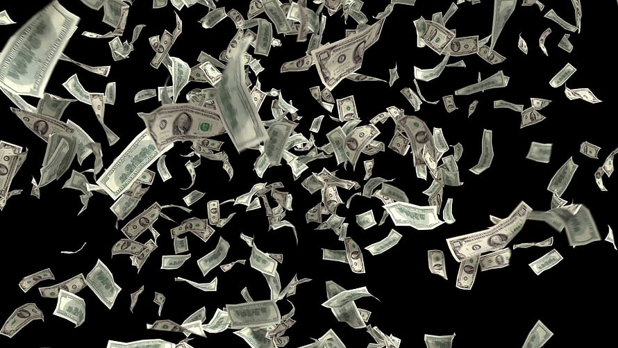 Falling US Dollar Bills Against Black Background HD wallpaper