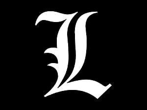 Death Note L Stylized Letter Logo Minimalist Black and White Typography Design HD wallpaper