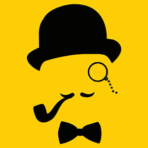Minimalist Black and Yellow Gentleman Silhouette with Bowler Hat and Pipe HD phone wallpaper