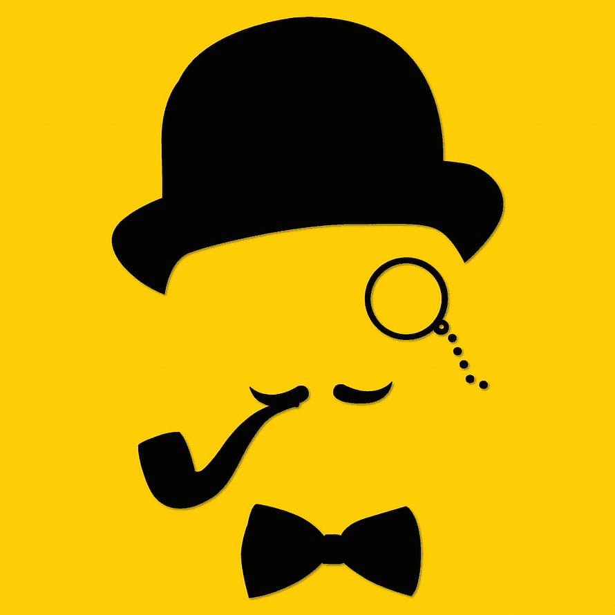 Minimalist Black and Yellow Gentleman Silhouette with Bowler Hat and Pipe HD phone wallpaper