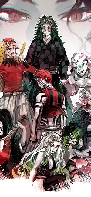 Demon Slayer Upper Moon Demon Group Illustration HD phone wallpaper