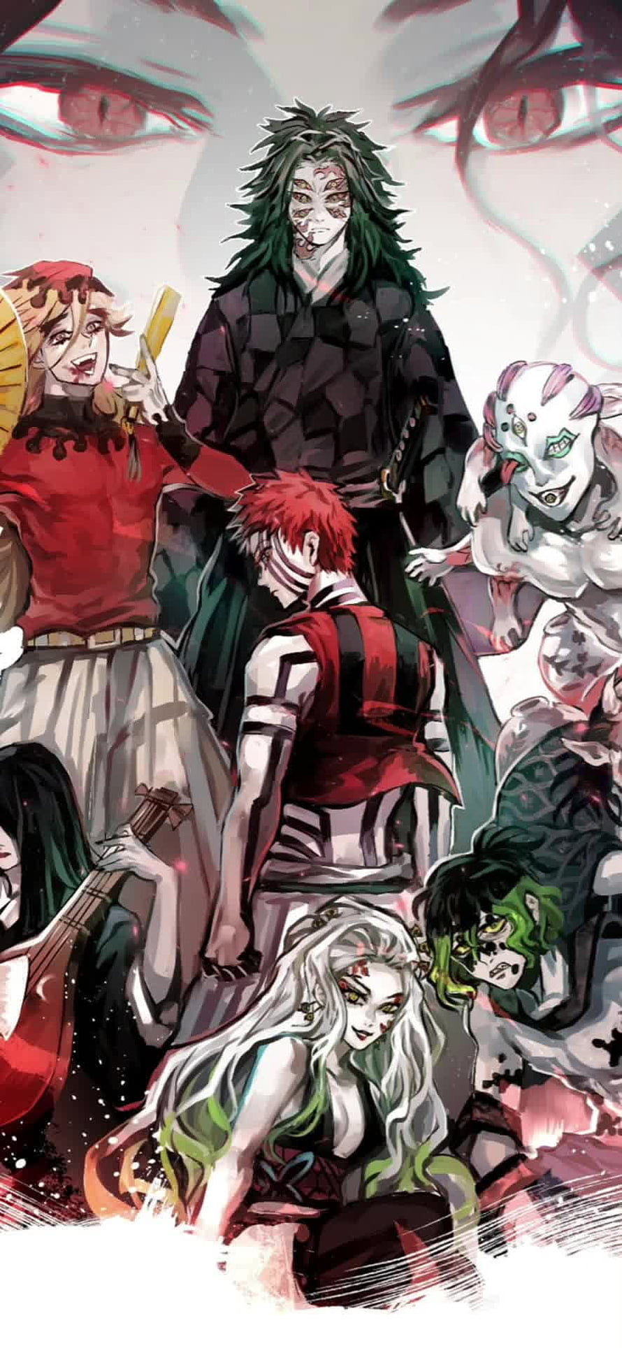 Demon Slayer Upper Moon Demon Group Illustration HD phone wallpaper