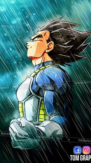Vegeta in Rain from Dragon Ball Super Anime Illustration HD phone wallpaper