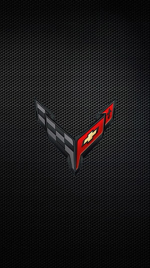Chevrolet Corvette C8 Emblem on Black Carbon Fiber Mesh Background HD phone wallpaper