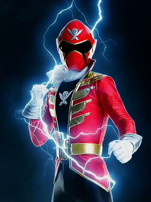 Power Rangers Super Megaforce Red Ranger with Electric Lightning Effect HD phone wallpaper