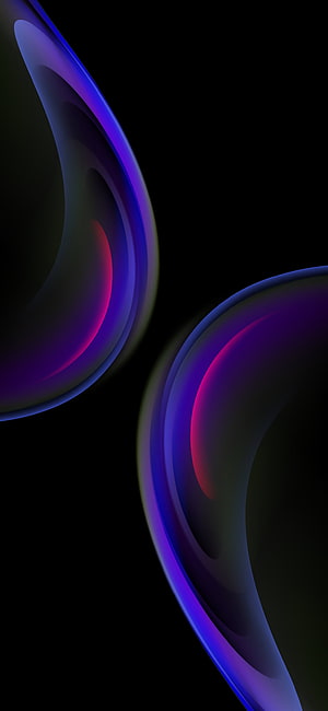 Abstract 3D Curved Shapes in Neon Purple and Pink on Black Background HD phone wallpaper