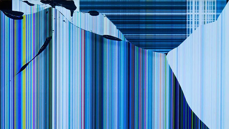 Abstract Digital Glitch Art with Vertical Color Stripes and Distorted Screen Effect HD wallpaper