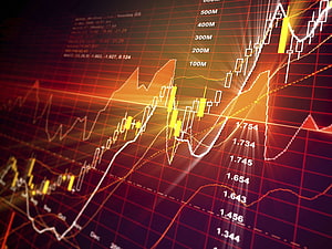 Dynamic Stock Market Candlestick Chart with Financial Data and Trading Indicators HD wallpaper