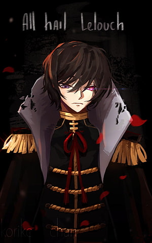 Lelouch vi Britannia in Dark Military Uniform with Red Ribbon and White Cape HD phone wallpaper