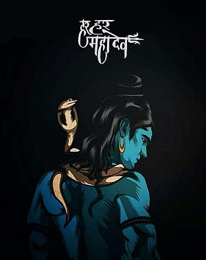 Lord Shiva Profile Illustration With Cobra And Rudraksha Beads On Dark Background HD phone wallpaper