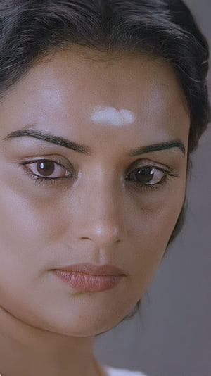 Swetha Menon Close-Up Portrait with Traditional Forehead Mark HD phone wallpaper