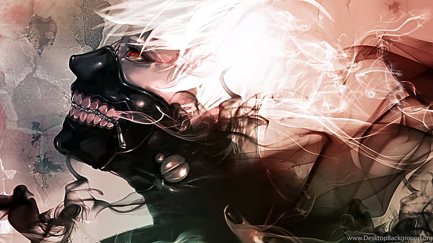 Tokyo Ghoul Kaneki Ken Dark Skull Mask and Smoke Anime Artwork HD wallpaper